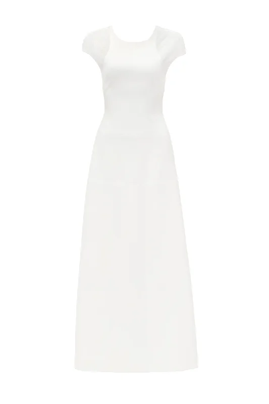 SQUEEZE MIDI DRESS IN WHITE Elegant Faux Wrap Midi Dress