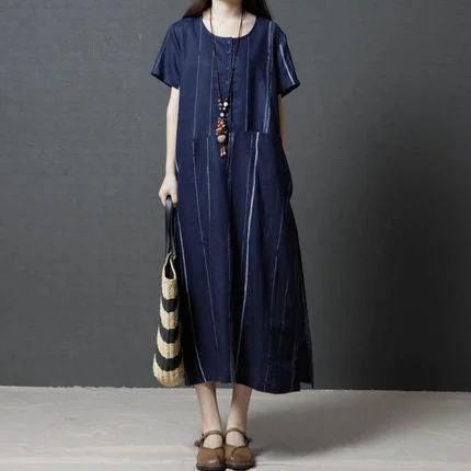 Summer Cozy Linen Plus Sizes Midi Dresses Classic Black Midi Dress