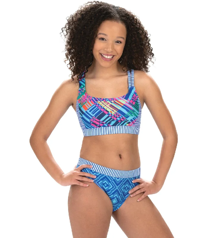 Dolfin Uglies Women's Asymmetrical Two Piece Work Out Swimsuit Color Clash/Argyl Push-Up Bikini Bottoms