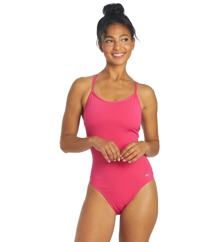 Sporti HydroLast Tie Back One Piece Swimsuit (24-40) Bright Pink Elegant Halter Bikini