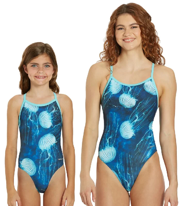 Sporti Sea Jellies Thin Strap One Piece Swimsuit (22-40) Ruched Swimwear Set