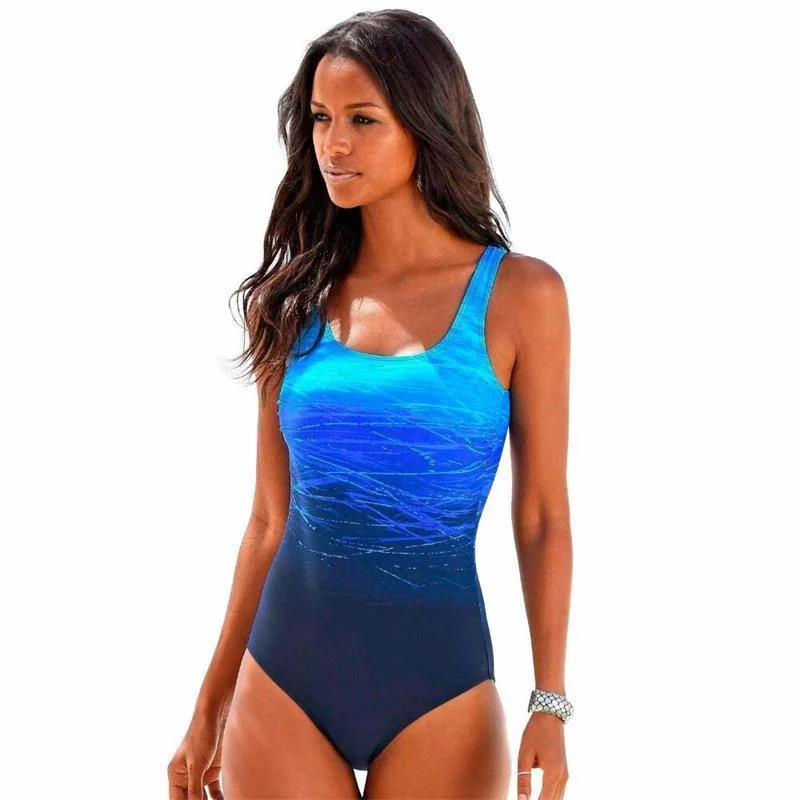 Women Colorful Backless One Piece Swimsuits Mesh Swimsuit Top