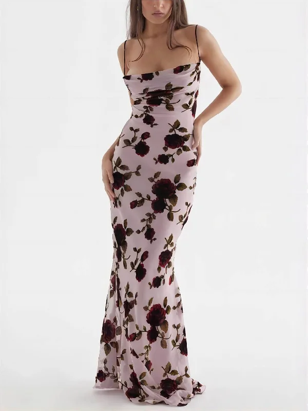 Rose Backless Stylish Maxi Dress Trendy Maxi Dress with Bow