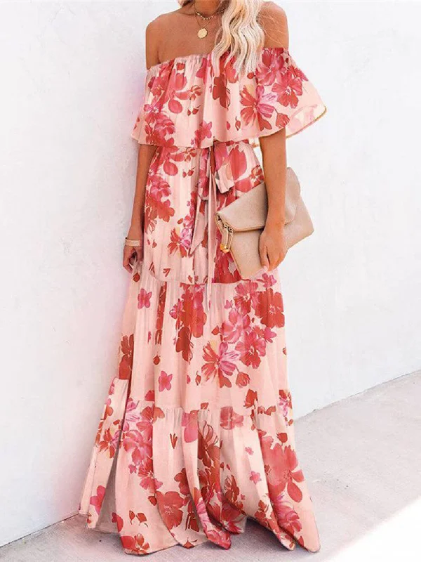 Printed Wrap Stylish Maxi Dress Stylish Pleated A-Line Maxi Dress