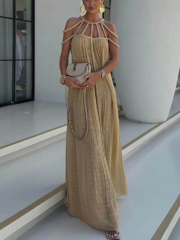 Draped Braids Cover Charming Up Maxi Dress Comfortable Maxi Dress with Slits