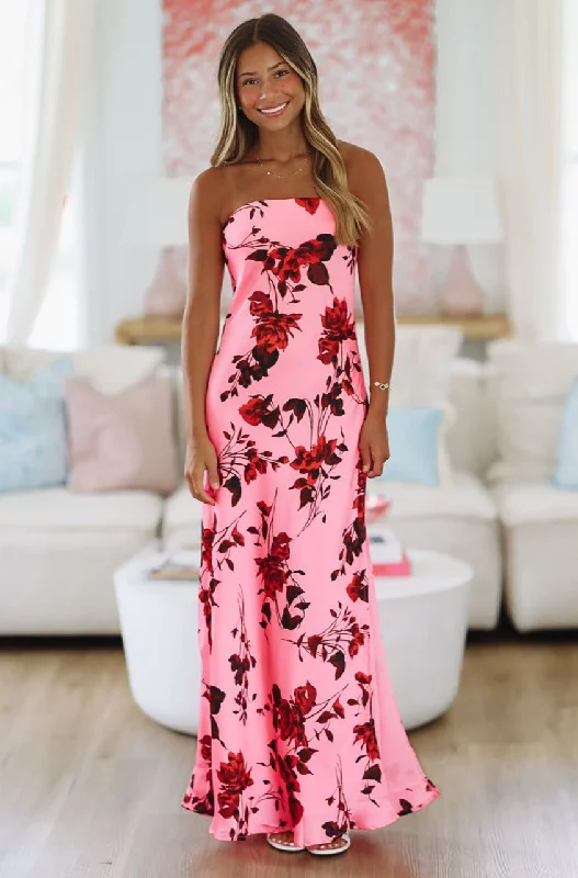 Different Level Maxi Dress - Pink Chic Off-Shoulder Maxi Dress