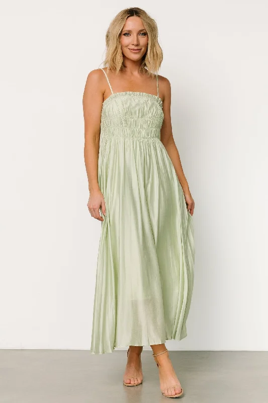 Hattie Maxi Dress | Light Sage Cozy Maxi Dress with Slit