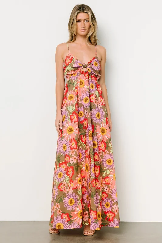 Rosalee Maxi Dress | Flower Multi Elegant Tiered Maxi Dress