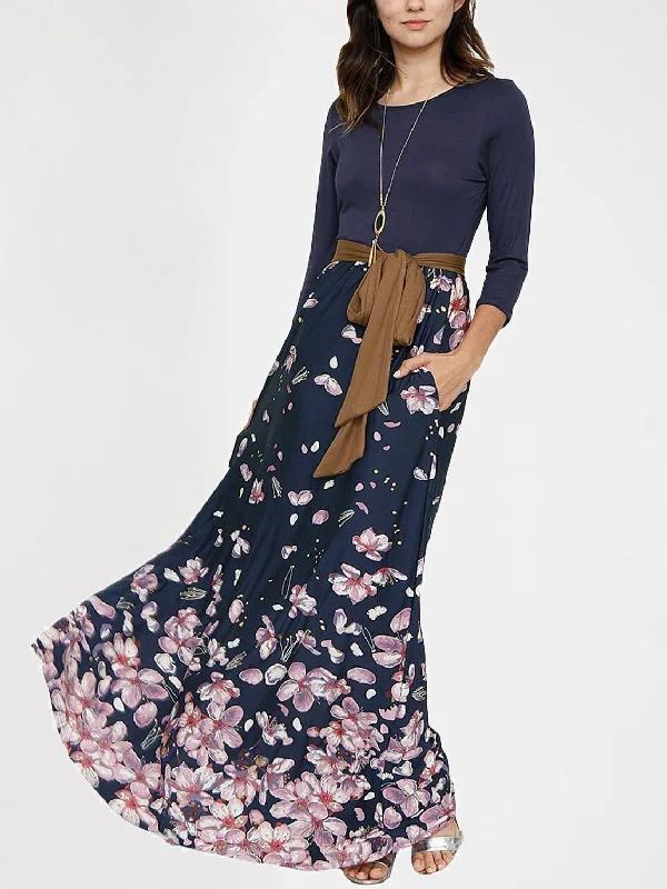 Secret Garden Floral Print Maxi Dress Fashionable Maxi Dress with Fringe