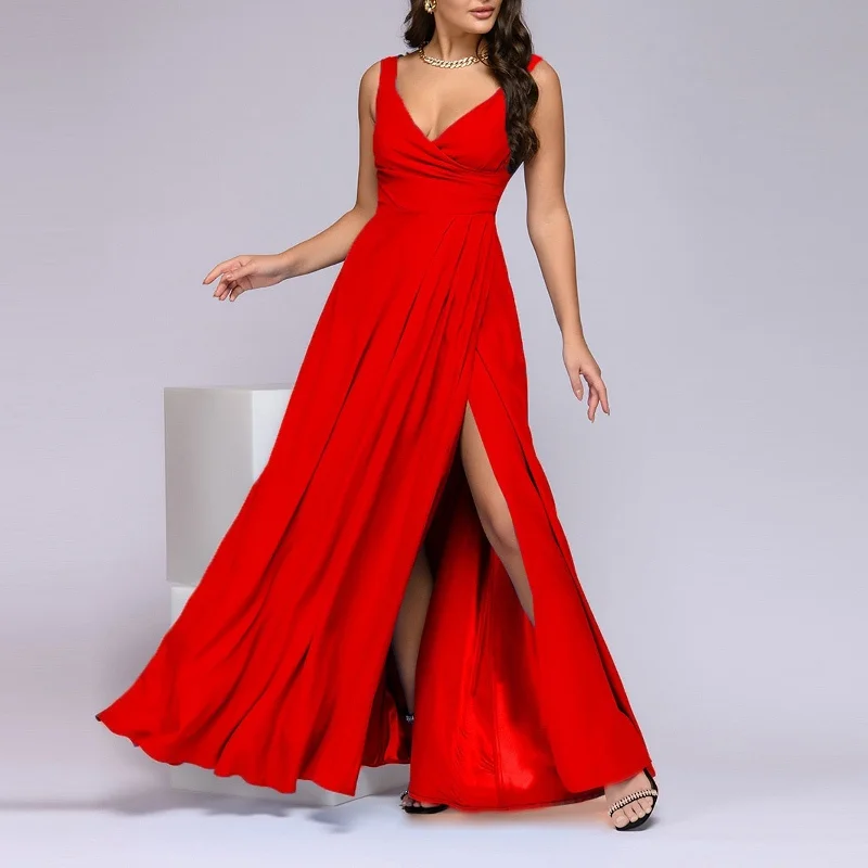 Sexy V-Neck Sleeveless Maxi Dress Comfortable Bohemian Maxi Dress