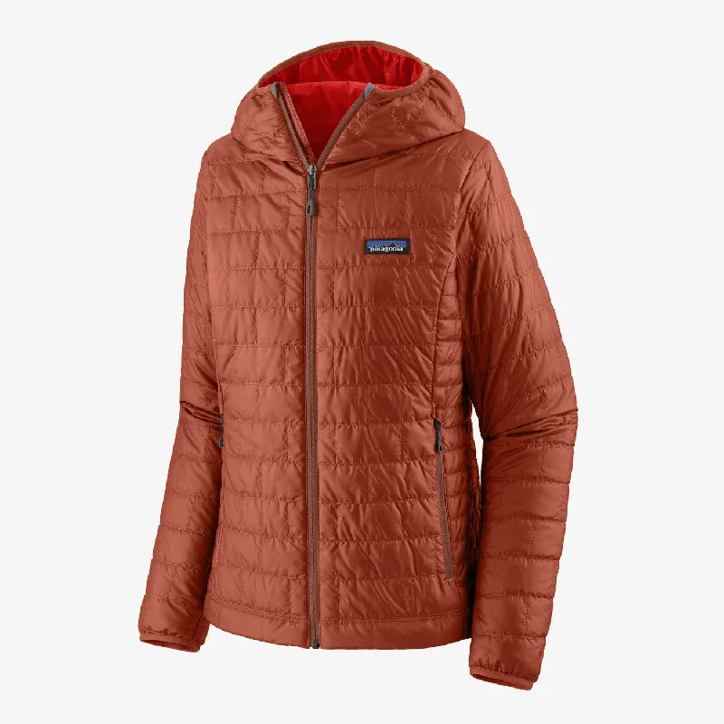 Patagonia Women's Burnished Red Nano Puffy Hoody Hoodie with Sequins Glamorous Eye-catching