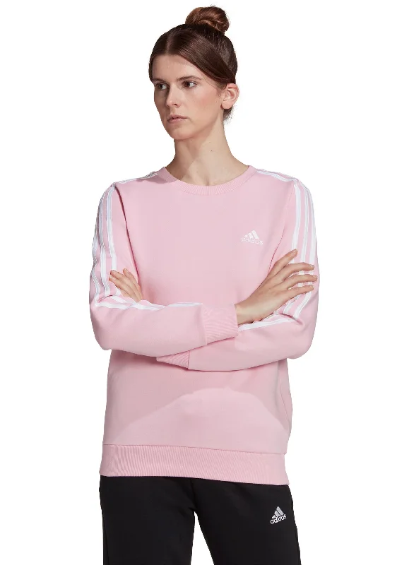 Adidas Womens 3 S Fleece Sweatshirt <BR> HM1932 Hoodie with Back Slit Movement Comfort