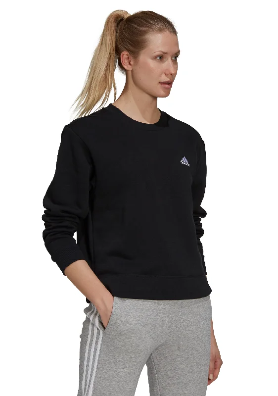 Adidas Womens Essentials Small Logo Fleece Cropped Sweatshirt <br> GS1365 Hoodie with Tied Waist Feminine Flattering