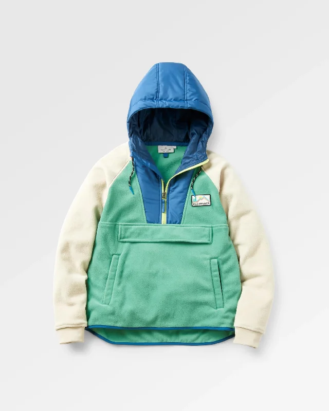 Alexander Recycled Polar Hooded Fleece - Green Spruce Hoodie with Applique Textured Unique