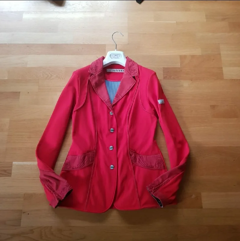 Animo red show jacket, ladies size 10 (i42) Oversized Jacket Tailored Jacket Straight Jacket