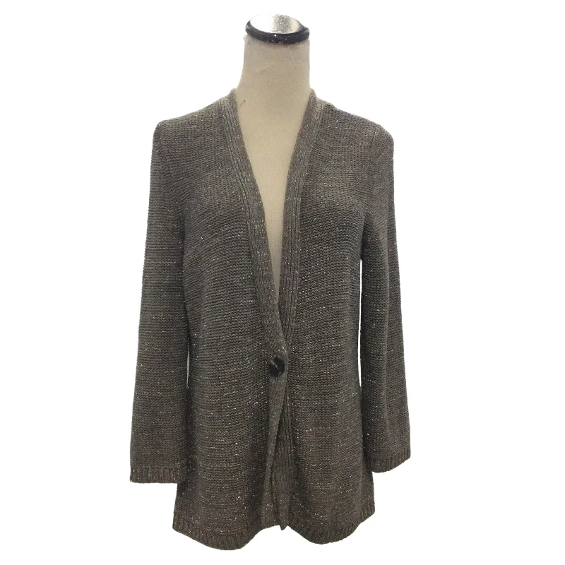 AUGUST SILK GREY COVER UP JACKET-L Tailored Jacket Straight Jacket A-Line Jacket