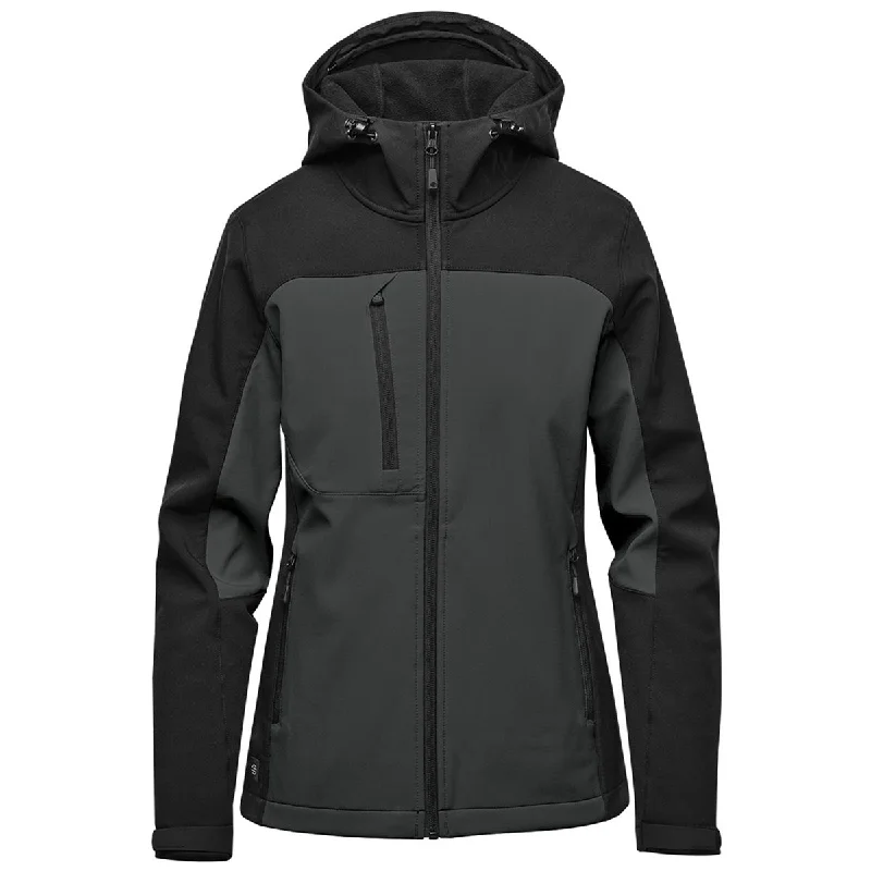 Stormtech Women's Dolphin/Black Cascades Softshell Hoody Hoodie Jacket Zipper Layering