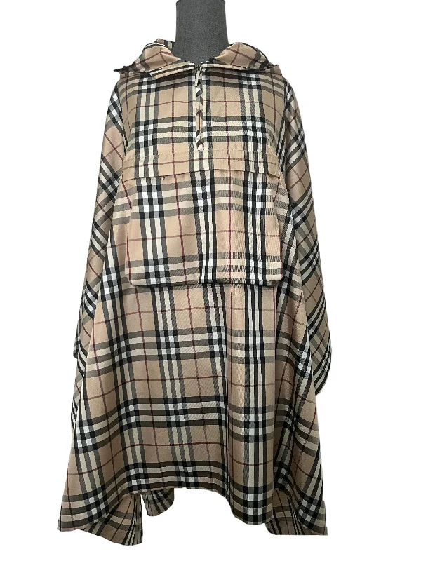 Burberry Nova Check Hooded Poncho Hoodie with Batwing Sleeves Loose Dramatic