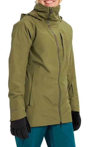 Burton Pillowline GORE-TEX Womens Jacket Martini Olive Snapped Jacket Toggled Jacket Drawstring Jacket