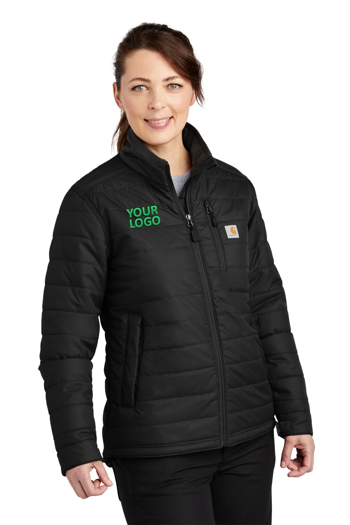 Carhartt Womens Gilliam Branded Jackets, Black Zippered Front Buttoned Front Snap Front