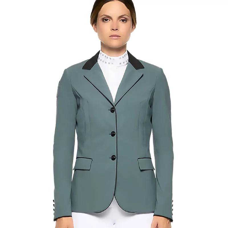 Cavalleria Toscana GP Show Jacket - Petroleum Boat Neck Shawl Collar Notched Collar