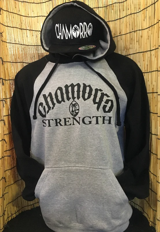 Chamorro Strength Hoodies (Two Tone) Hoodie with Elastic Waist Stretchable Comfortable