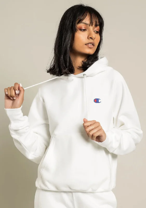 Champion Womens Small C Boyfriend Fit Logo Hoodie <br> CTH6A1 WIT Hoodie with Side Slits Relaxed Casual