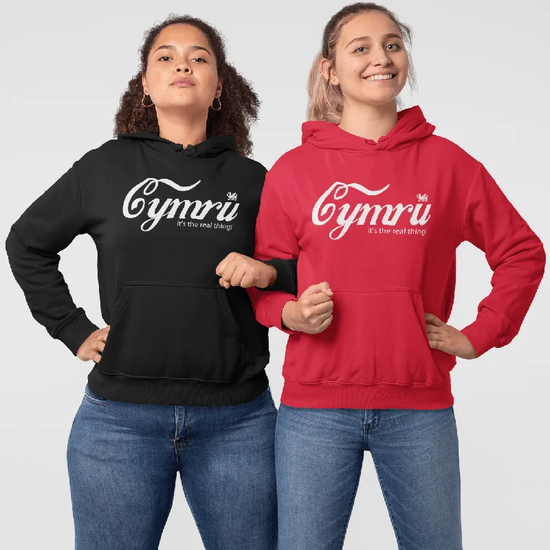 Cymru - It'S The Real Thing! - Ladies Welsh Hoodie Hoodie with Belted Waist Structured Tailored