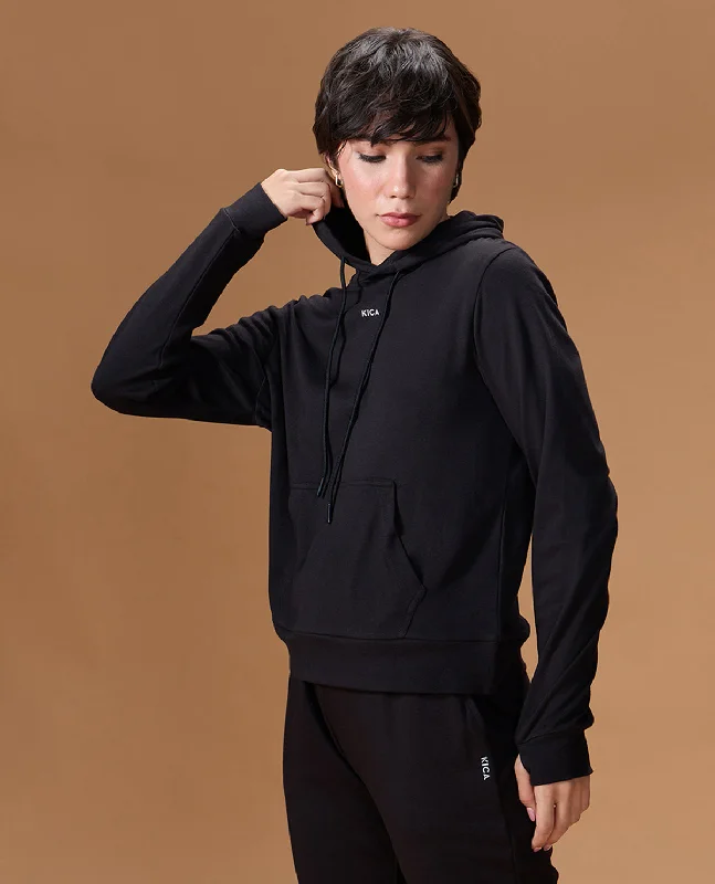 Extra Soft Cotton Hoodie Black Hoodie with Embroidery Detailed Premium