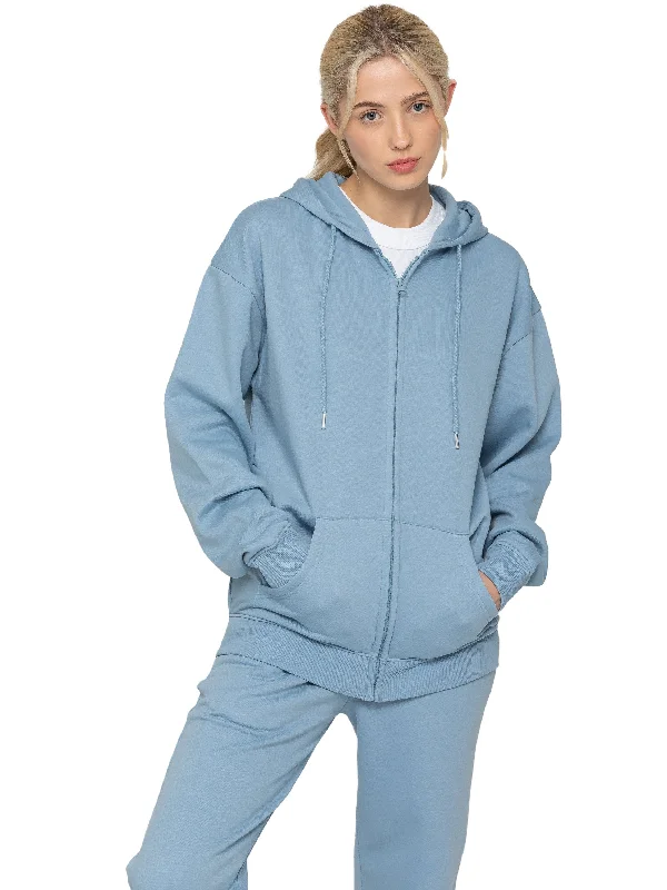 Enzo | Womens Oversized Zipped Hoodie Hoodie with Raglan Sleeves Sporty Comfortable