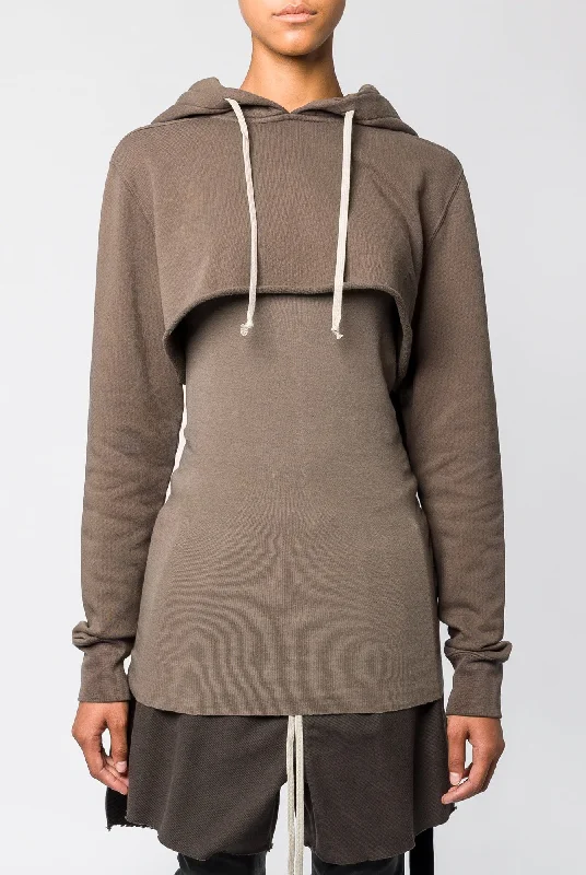 Rick Owens DRKSHDW Cropped Hoodie in Dust Hoodie with Hem Contrast Bold Stylish