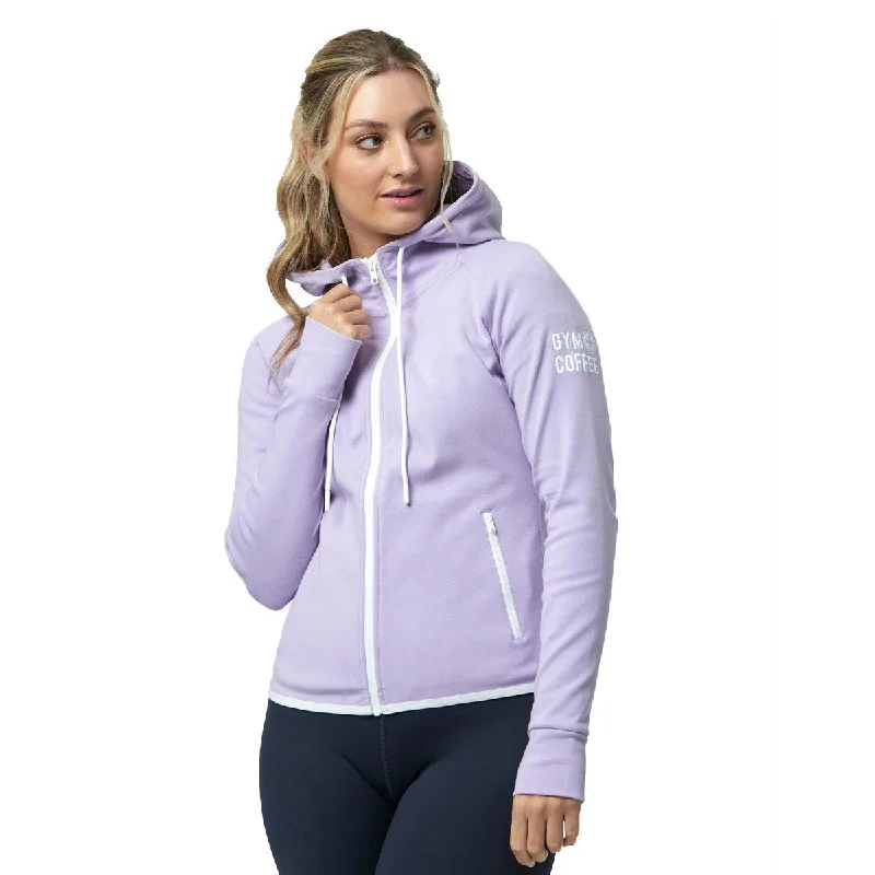 Gym+Coffee Chill Zip Hoodie - Womens - Lilac Hoodie with Fur Luxurious Winter