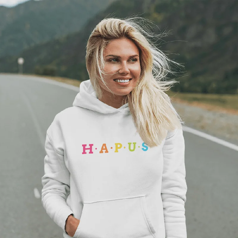 HAPUS (Happy) Womens Welsh Language Hoodie Hoodie with Half-Zip Sporty Casual