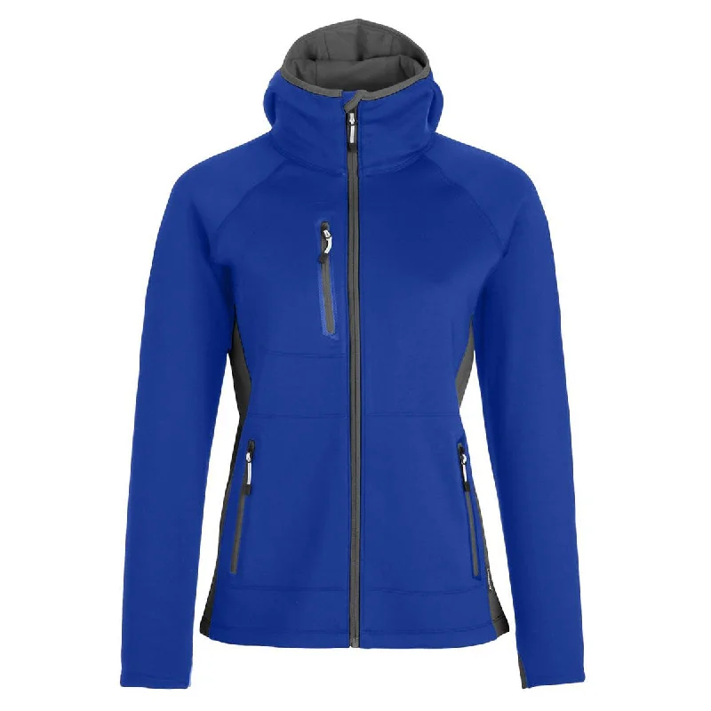 Landway Women's Cobalt/Charcoal Hooded Phantom Soft-Shell Hoodie with Bell Sleeves Flared Feminine