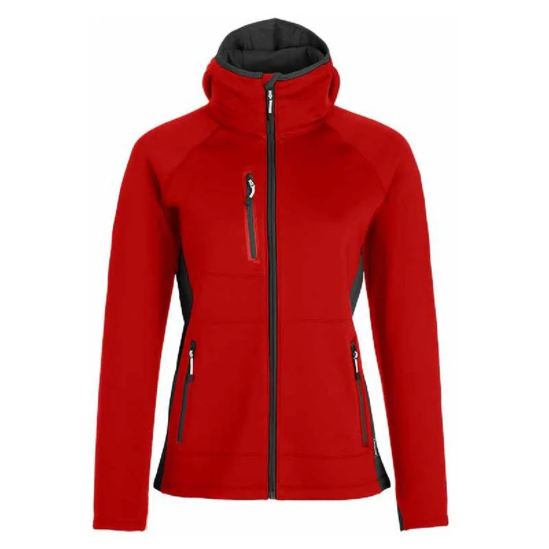 Landway Women's Red/Black Hooded Phantom Soft-Shell Hoodie with Set-In Sleeves Structured Classic