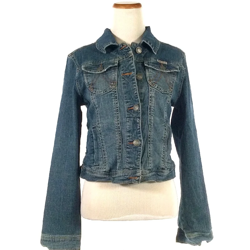 HYDRAULIC BLUE JEAN JACKET- L Belted Jacket Elasticated Jacket Padded Jacket