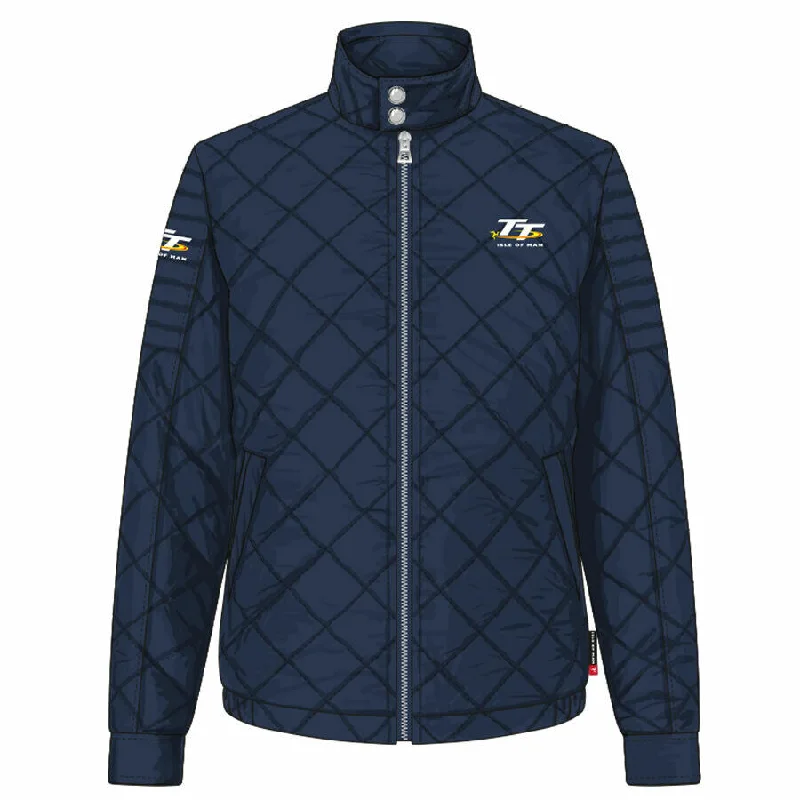 Isle Of Man TT Races Official Ladies Blue TT Jacket - 20Ljkt3 Herringbone Jacket Checkered Jacket Solid Jacket