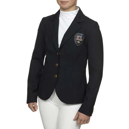 Kingsland dark navy show jacket ladies size 8 Zippered Front Buttoned Front Snap Front