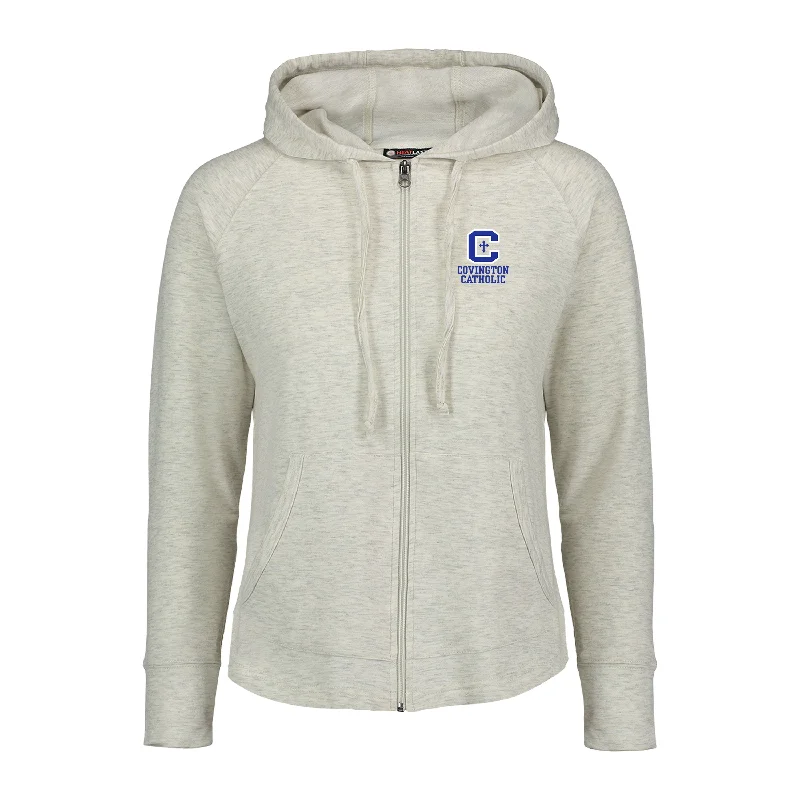 Women's cream Full Zip Hoodie Hoodie with Magnetic Closure Innovative Modern