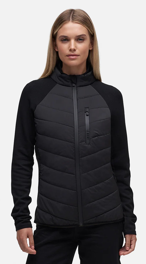 Le Bent Genepi Wool Insulated Hybrid Womens Jacket 2023 Black Zip Front Button Front Snap Front