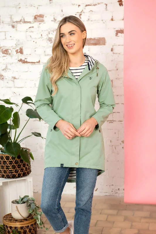 Lighthouse Beachcomber Long Jacket -PISTACHIO Toggled Jacket Drawstring Jacket Belted Jacket