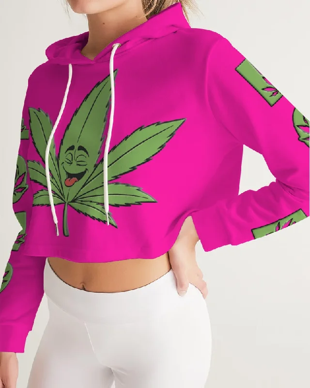 LOUD Patty Pink Women's Cropped Hoodie Hoodie with Snap Buttons Easy Quick