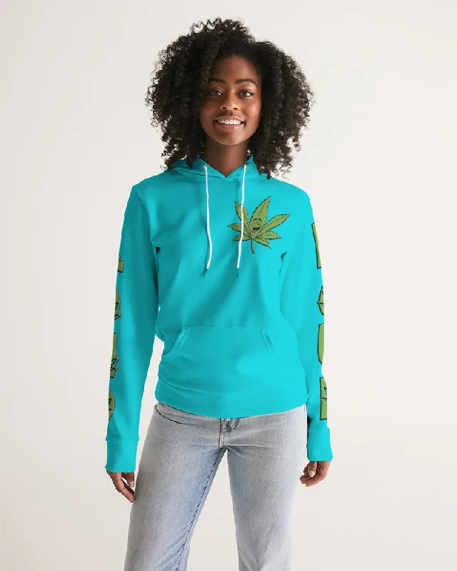 LOUD Tia Blue Women's Hoodie Hoodie with Mock Neck Collared Structured