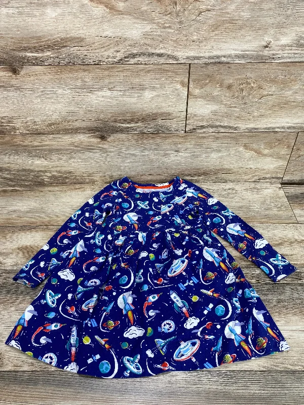 Mini Boden Space Print Sweatshirt Dress Blue sz 5-6 Hoodie Dress Longline Feminine