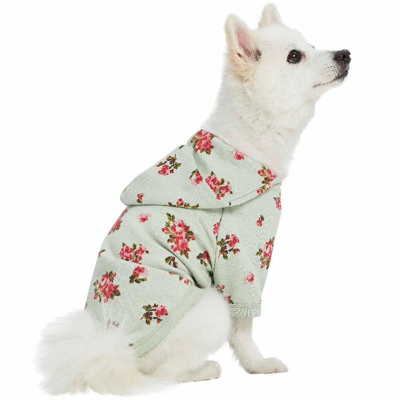 Spring-scented floral print Dog Hoodie Hoodie with Lace Feminine Delicate