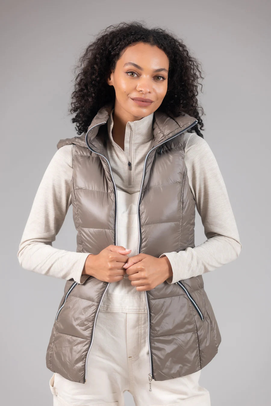 The Hooded Quilted Vest Hoodie with Ribbed Cuffs Snug Fit Comfort