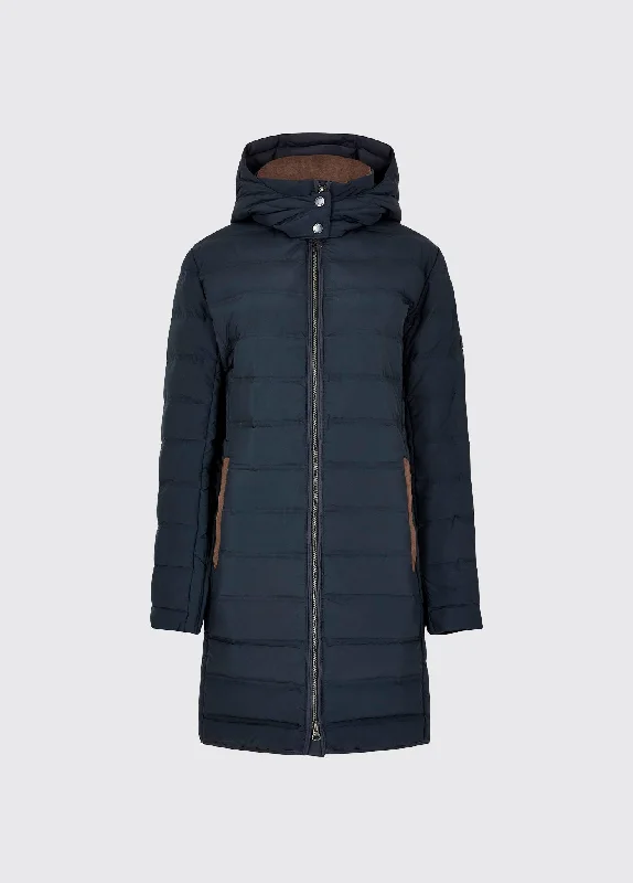 Ballybrophy Quilted Jacket - Navy Belted Jacket Elasticated Jacket Padded Jacket