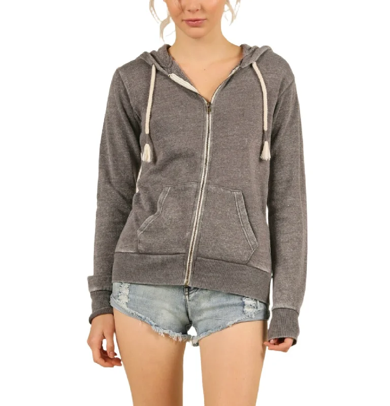 Vintage Havana/Ocean Drive Burnout Burnout Zip Hoodie OD1479 Steel Grey Hoodie with Double Zipper Versatile Adjustable