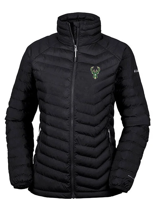 Women's Columbia Powder Lite Milwaukee Bucks Full Zip Jacket Zippered Front Buttoned Front Snap Front