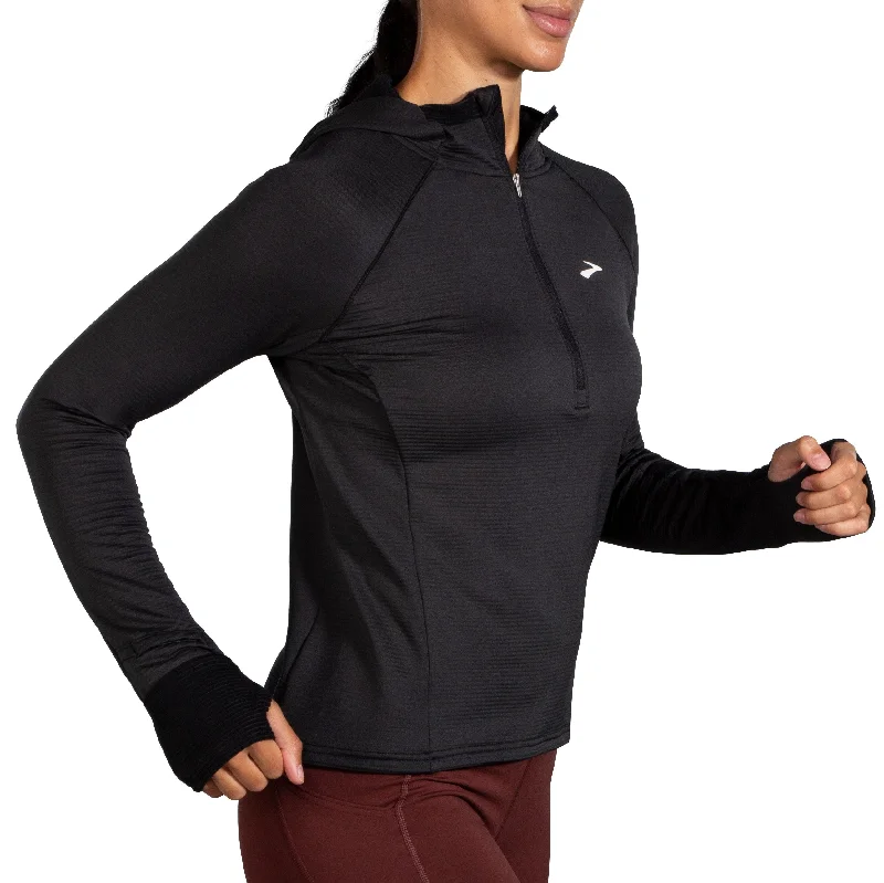 WOMEN'S NOTCH THERMAL HOODIE 2.0 - 001 BLACK Hoodie with Pocket Utility Practical